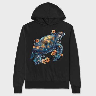Turtle Floral Glow, Hanorac Oversize Barbati (Unisex)
