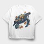 Turtle Floral Glow, Tricou Oversize Barbati (Unisex)