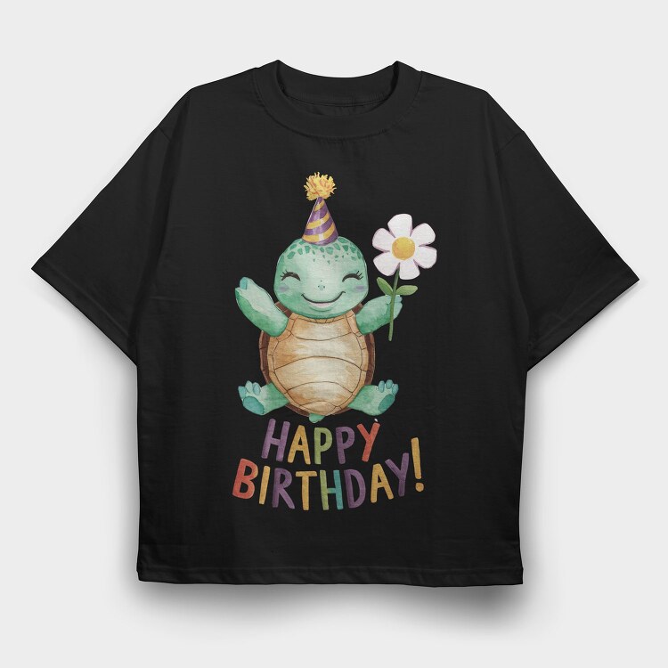 Turtle Party Flower, Tricou Oversize Barbati (Unisex)