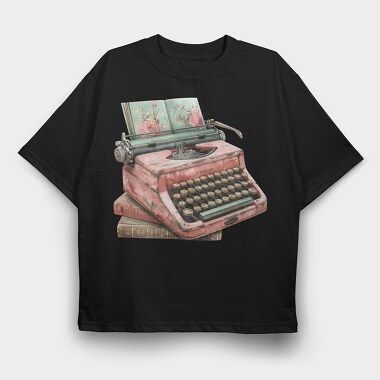 Typewriter Flowers Books, Tricou Oversize Barbati (Unisex)