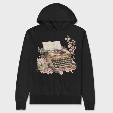 Typewriter Spring Blossoms, Hanorac Oversize Barbati (Unisex)