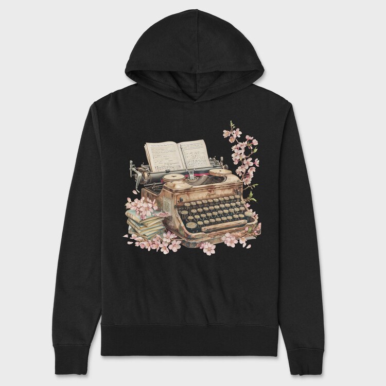 Typewriter Spring Blossoms, Hanorac Oversize Barbati (Unisex)