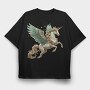Unicorn Christmas Wreath, Tricou Oversize Barbati (Unisex)