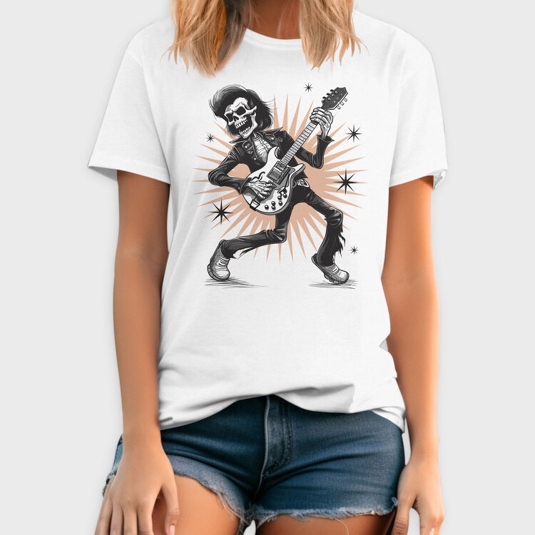 Skeleton Electric Guitar Rockabilly, Tricou Barbati (Unisex)
