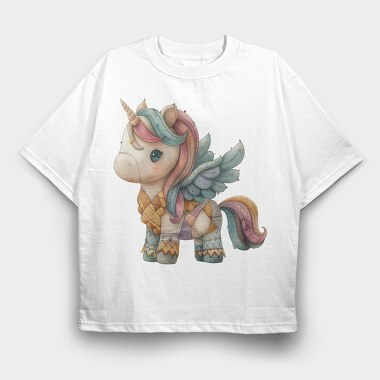Unicorn Patchwork Mood, Tricou Oversize Barbati (Unisex)