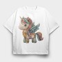 Unicorn Patchwork Mood, Tricou Oversize Barbati (Unisex)