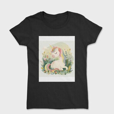 Unicorn Sleeping In Flowers, Tricou Femei
