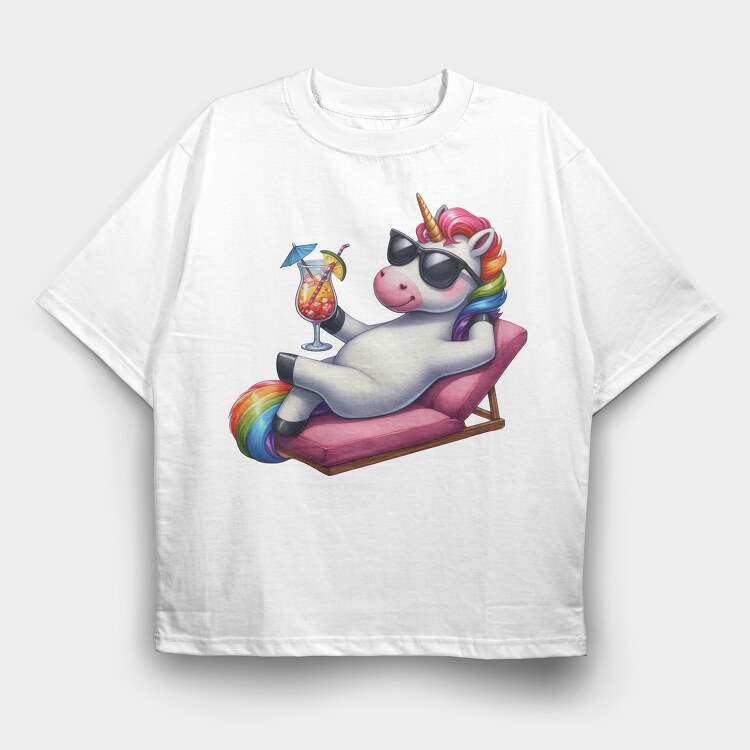 Unicorn Sunglasses Cocktail, Tricou Oversize Barbati (Unisex)