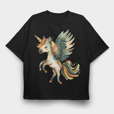 Unicorn Wings Feathers, Tricou Oversize Barbati (Unisex)