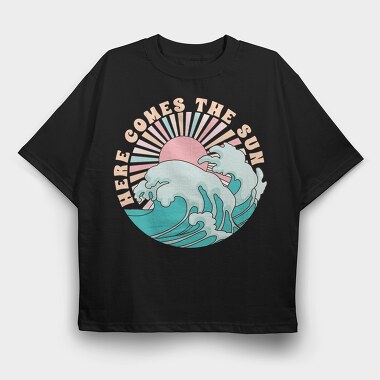 Vintage Beach Wave, Tricou Oversize Barbati (Unisex)