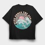 Vintage Beach Wave, Tricou Oversize Barbati (Unisex)