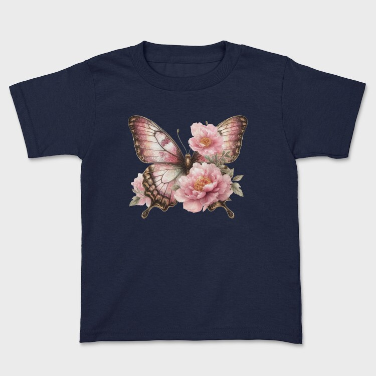 Vintage Butterfly Flowers, Tricou Copii