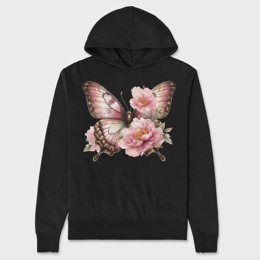 Vintage Butterfly Flowers, Hanorac Oversize Barbati (Unisex)