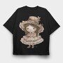 Vintage Charm Girl, Tricou Oversize Barbati (Unisex)