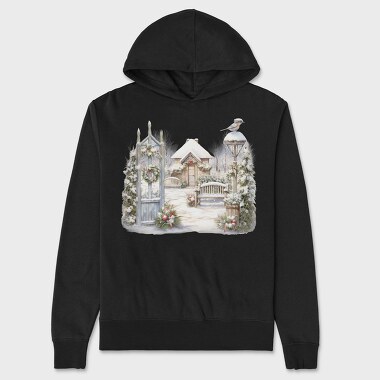 Vintage Christmas Garden, Hanorac Oversize Barbati (Unisex)