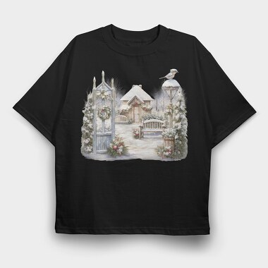 Vintage Christmas Garden, Tricou Oversize Barbati (Unisex)