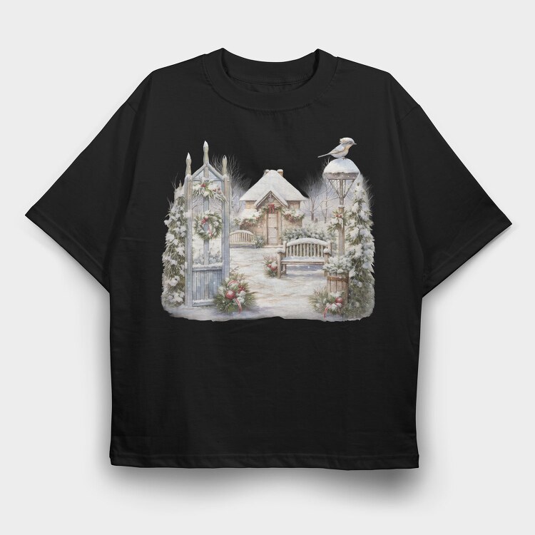 Vintage Christmas Garden, Tricou Oversize Barbati (Unisex)