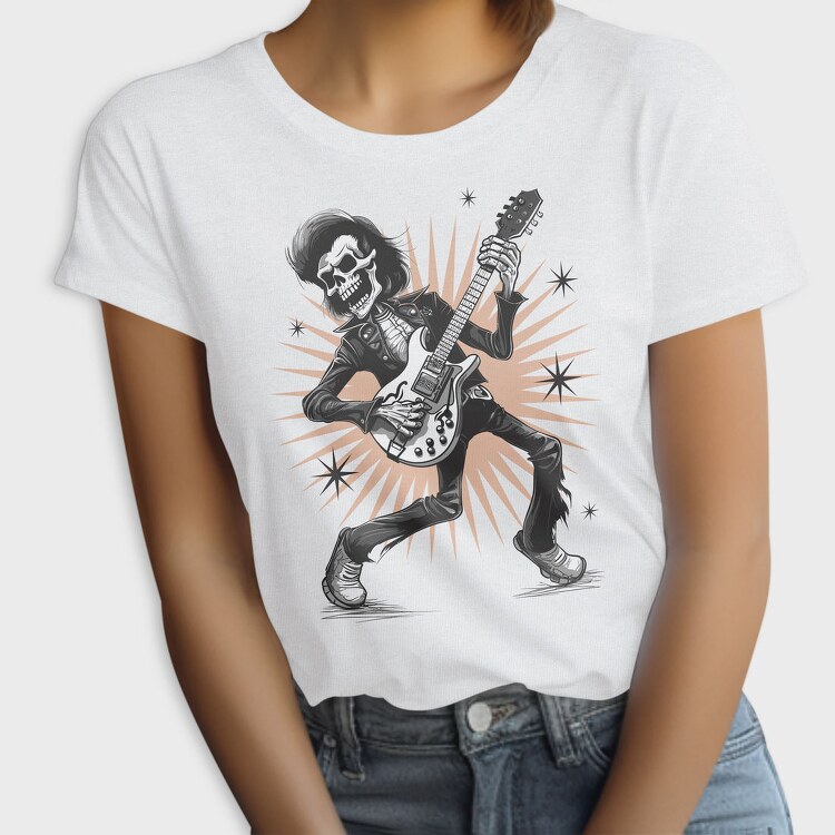 Skeleton Electric Guitar Rockabilly, Tricou Femei