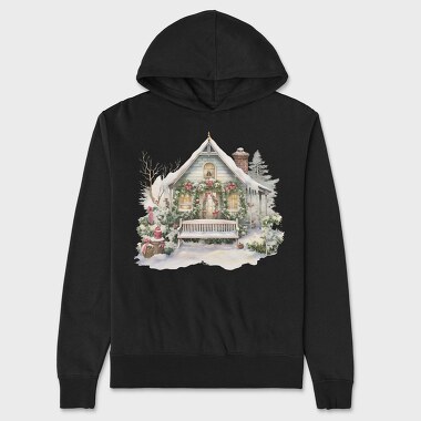 Vintage Christmas House, Hanorac Oversize Barbati (Unisex)