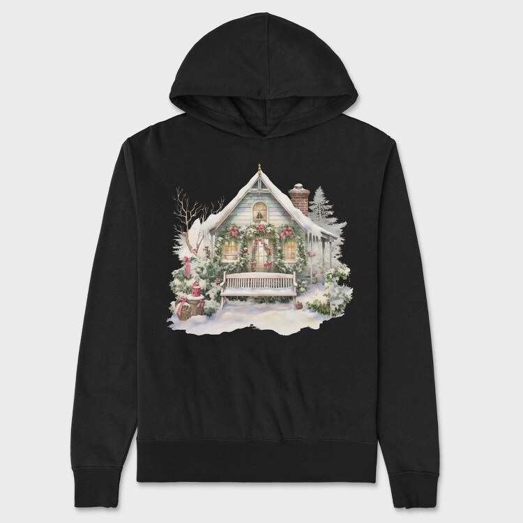 Vintage Christmas House, Hanorac Oversize Barbati (Unisex)