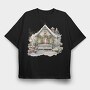 Vintage Christmas House, Tricou Oversize Barbati (Unisex)