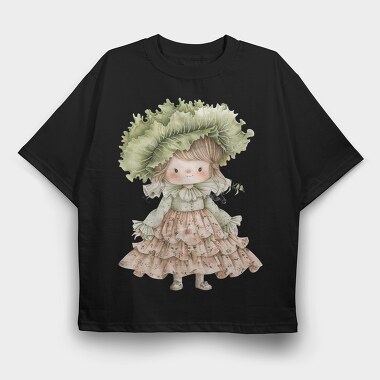 Vintage Floral Girl, Tricou Oversize Barbati (Unisex)