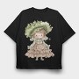 Vintage Floral Girl, Tricou Oversize Barbati (Unisex)