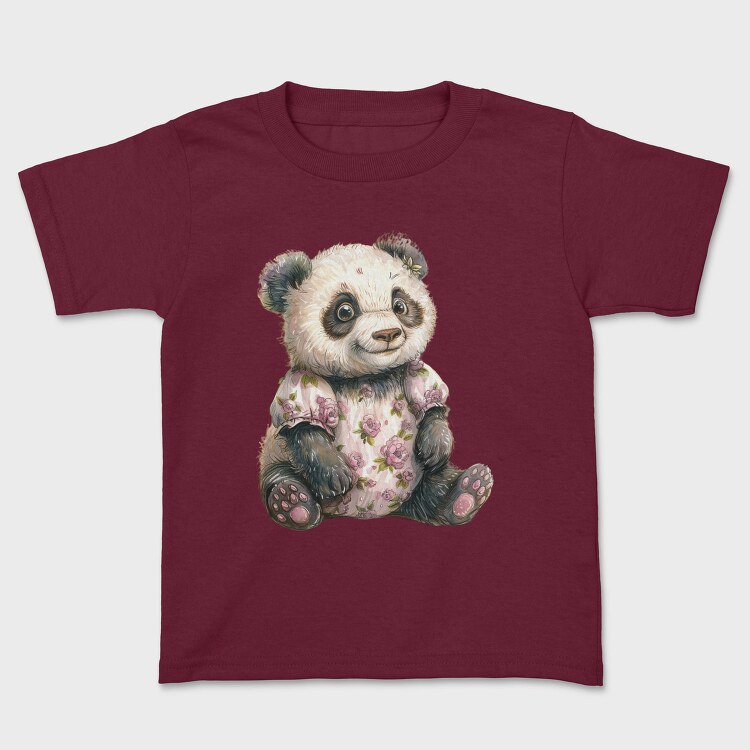 Vintage Floral Panda, Tricou Copii