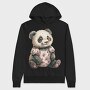 Vintage Floral Panda, Hanorac Oversize Barbati (Unisex)