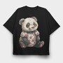 Vintage Floral Panda, Tricou Oversize Barbati (Unisex)