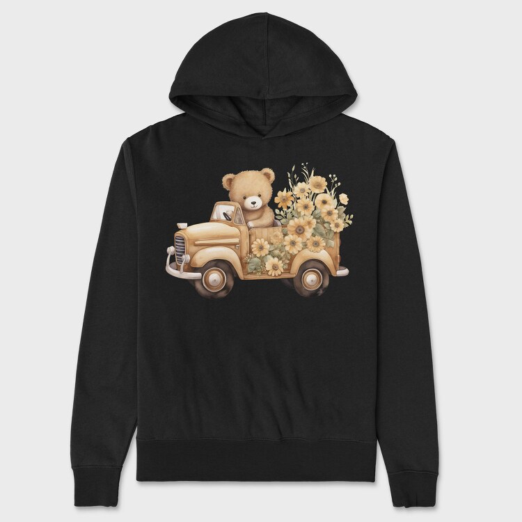 Vintage Flower Bear, Hanorac Oversize Barbati (Unisex)