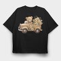 Vintage Flower Bear, Tricou Oversize Barbati (Unisex)
