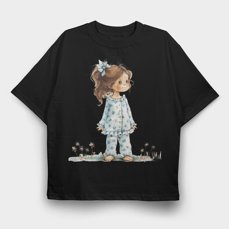 Vintage Flower Girl, Tricou Oversize Barbati (Unisex)