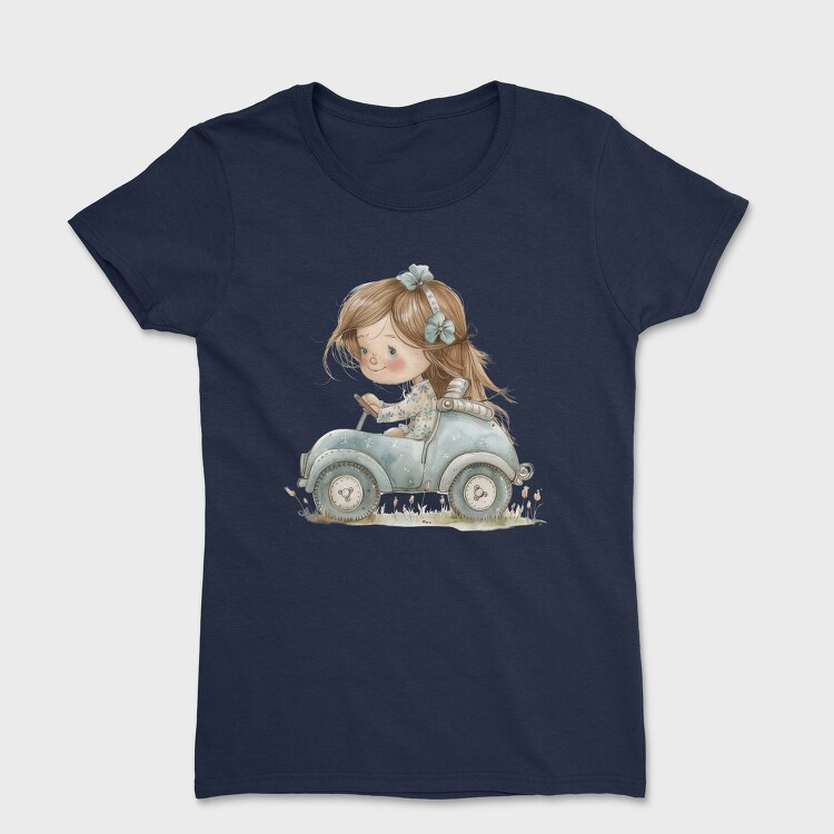 Vintage Girl Car, Tricou Femei