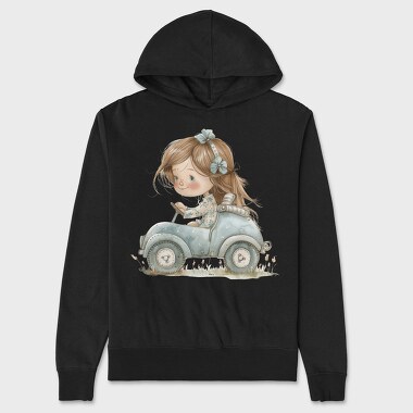 Vintage Girl Car, Hanorac Oversize Barbati (Unisex)