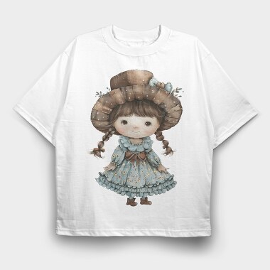 Vintage Girl Hat, Tricou Oversize Barbati (Unisex)