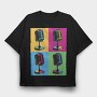 Pop Art Microphones Music, Tricou Oversize Barbati (Unisex)