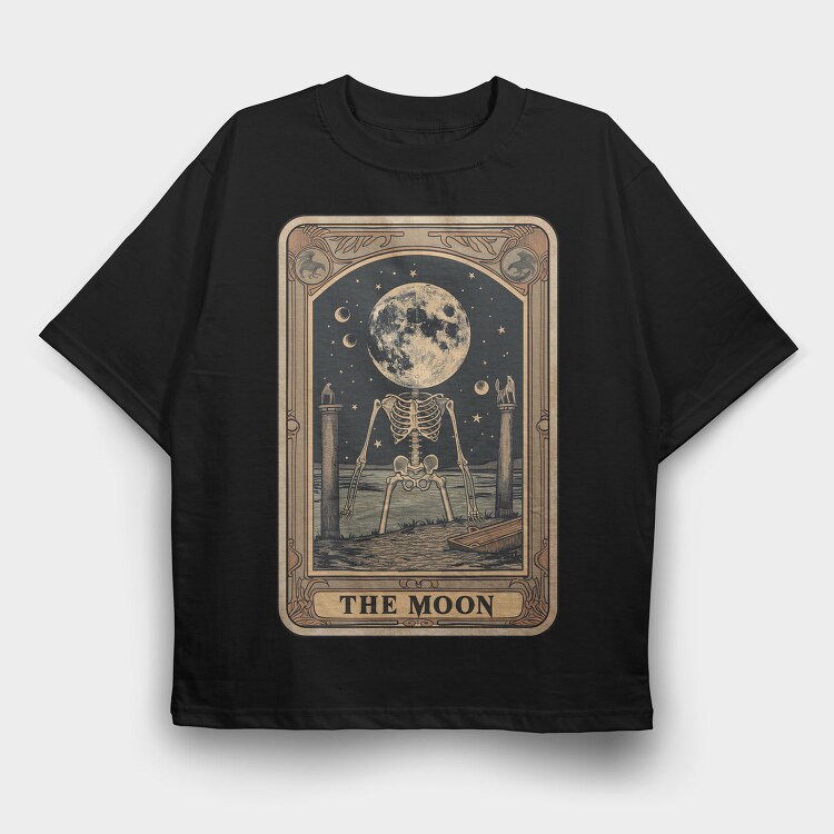 Vintage Moon Skeleton, Tricou Oversize Barbati (Unisex)