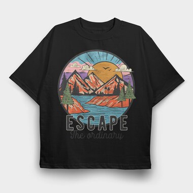 Vintage Mountain Escape, Tricou Oversize Barbati (Unisex)