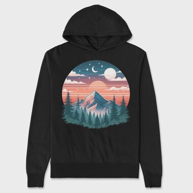 Vintage Mountain Night, Hanorac Oversize Barbati (Unisex)