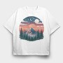 Vintage Mountain Night, Tricou Oversize Barbati (Unisex)