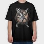 Skeleton Electric Guitar Rockabilly, Tricou Oversize Barbati (Unisex)