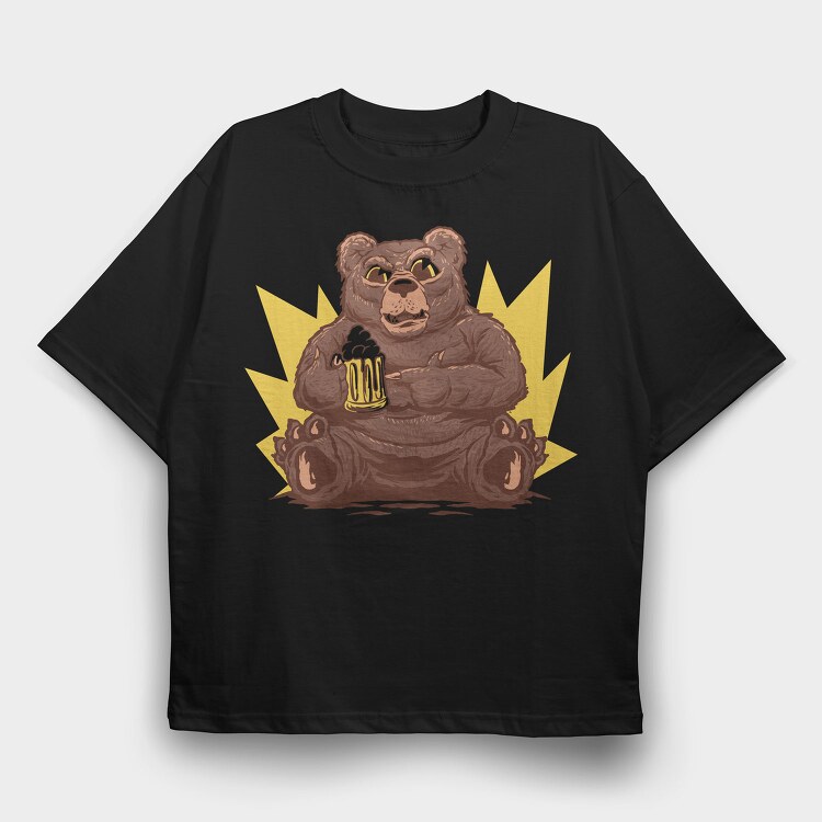 Bear With Beer Beer, Tricou Oversize Barbati (Unisex)