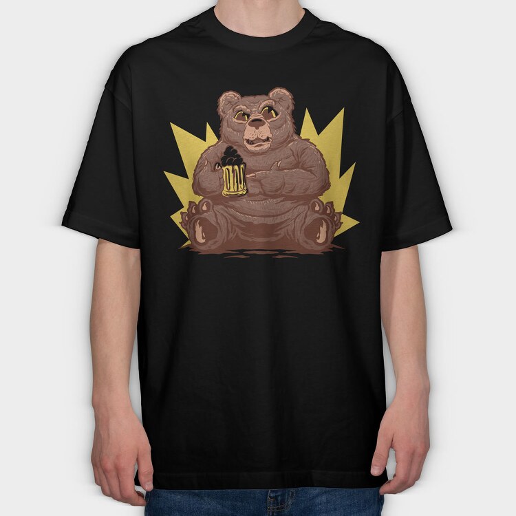 Bear With Beer Beer, Tricou Oversize Barbati (Unisex)