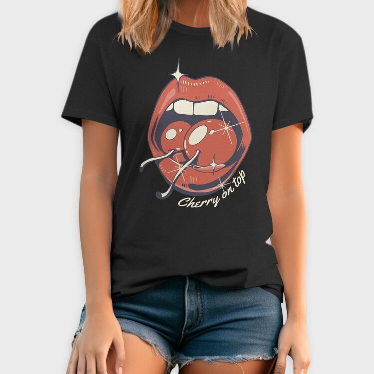 Cherry On Top Lips Kitsch, Tricou Barbati (Unisex)