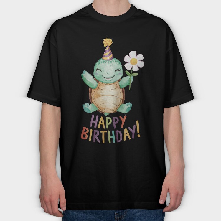 Turtle Party Flower, Tricou Oversize Barbati (Unisex)