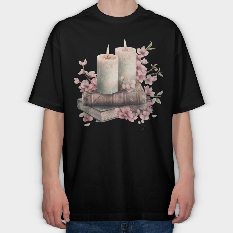 Vintage Books Candles, Tricou Oversize Barbati (Unisex)