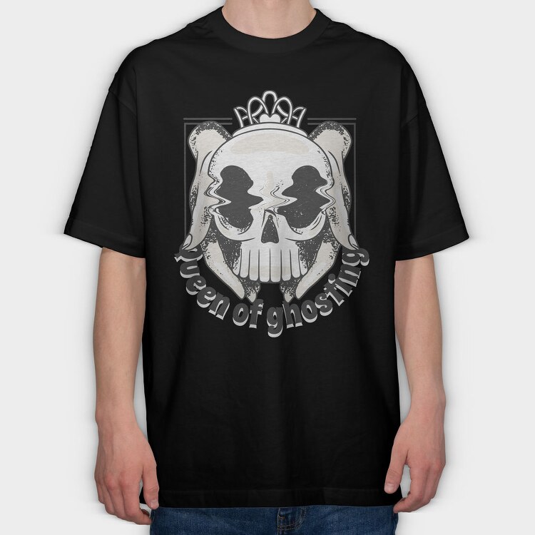Hands With Skull Queen Of Ghosting Anti Valentines, Tricou Oversize Barbati (Unisex)