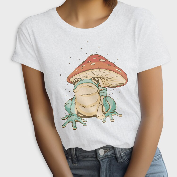 Frog Mushroom Umbrella Cottage Core, Tricou Femei