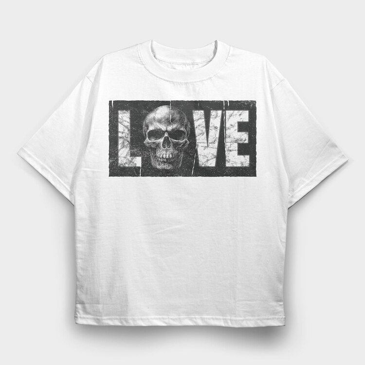 Love Skull, Tricou Oversize Barbati (Unisex)